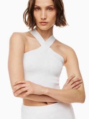 New Babaton Sculpt Knit Criss Cross Cropped Tank